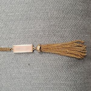 Goldtone Coral Stone Tassel Necklace